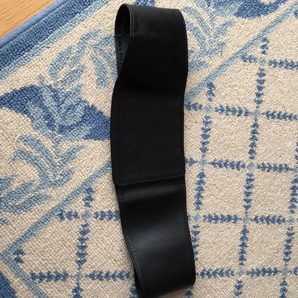 Beautiful black leather belt with Velcro closure